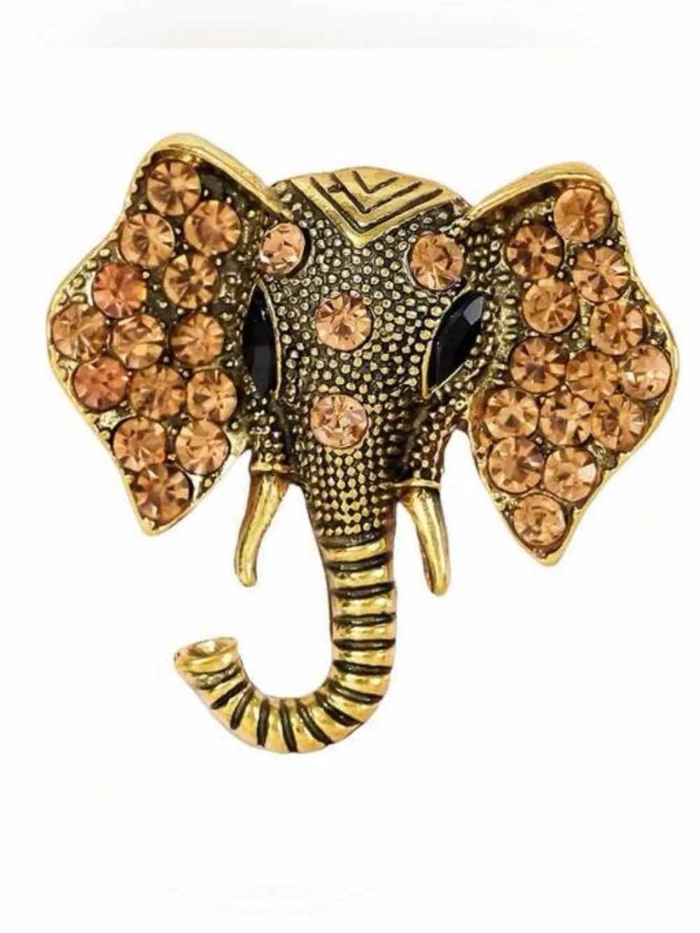 Vintage Gold-Tone Crystal Elephant Brooch Pin